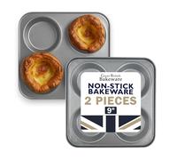 Samuel Groves Chabrias Ltd UK-Made 2-Pack Yorkshire Pudding Tray, 4-Cup “Giant” - Carbon Steel, Long-Life Non-Stick, Even-Bake, Easy-Release, Oven-Safe - Perfect Crispy Rims, 23 cm