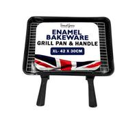 Samuel Groves Extra Large 42Cm Vitreous Enamel Grill Pan With Handle & Wire Rack