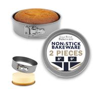 Samuel Groves Great British Bakeware 2 Pack 8" & 9" Set Superior Non-Stick Spring Form Cake Tin, Round Cake Tin with Loose Base for Easy Release, Fridge & Freezer Safe, Cheesecake, UK Made