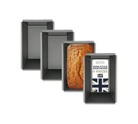 Samuel Groves Great British Bakeware 4 Pack 9cm Mini Superior Double Coated Non-Stick Rectangular Loaf Tin, Mini Cake, Bread, Baking, Oven Safe, Fixed Base, PFOA & BPA Free Cookware, Made in England