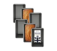 Samuel Groves Great British Bakeware 6 Pack 9cm Mini Superior Double Coated Non-Stick Rectangular Loaf Tin, Mini Cake, Bread, Baking, Oven Safe, Fixed Base, PFOA & BPA Free Cookware, Made in England
