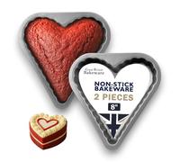 Samuel Groves Heart Shaped Cake Tin Moulds - Pack of 2 Non-Stick 8 Inch (19cm) Sandwich Cake Pans - Heart Cake Tins BPA & PFOA Free - UK Made - Ideal for Baking & Gifts
