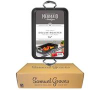 Samuel Groves Mermaid 14" Hard Anodised Deluxe Roasting Dish with Classic Handles - Premium Aluminium Bakeware, PTFE & PFOA Free, Safe to 240°C, Made in England by The Oldest UK Cookware Company (14")