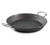 Samuel Groves Seasoned Carbon Steel Range Frying Pan, Balti Dish and BBQ Melting Pot, Indestructible Construction for Cooking Any Dish UK Made (12" Paella Pan)