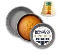 Samuel Groves Set of 3 6"/7"/8" Set Round Victoria Sandwich Sponge Cake Tin 38mm Depth Straight Sided Deep Pan Fixed Base, Superior Double Coated Non Stick, UK Made