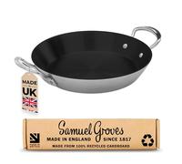 Samuel Groves Stainless Steel Non Stick 3-Ply Paella Pan - Rapid Heat Distribution, Durable Design, Riveted Handles, Induction Compatible, UK Made (30cm)
