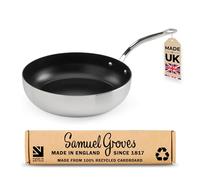 Samuel Groves Stainless Steel Tri Ply Non Stick Chef's Pan Frying Pan Suitable for All Hobs - Made in England (Long Handle 28cm)