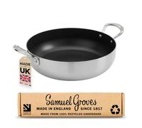 Samuel Groves Stainless Steel Tri Ply Non Stick Chef's Pan Frying Pan Suitable for All Hobs - Made in England (Side Handles 24cm)