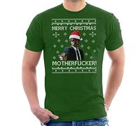 Samuel L Jackson Merry Christmas Motherfucker Pulp Fiction Men's T-Shirt Bottle Green