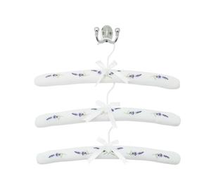 Samuel Lamont Set of 3 Lavender Embroidered Padded Hangers - Elegant Cotton with Satin Bows