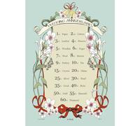 Samuel Lamont Wedding Anniversaries Cotton Tea Towel, Blue