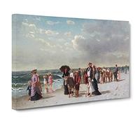 Samuel S. Carr A Stroll on the Beach Canvas Print | Gallery Wrapped 30mm Frame Wall Art | 30x20 inches | Ready to Hang | Coastal Seascape Picture | Living Room Bedroom Lounge Office