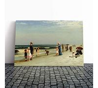 Samuel S. Carr Families on The Beach Canvas Print | Gallery Wrapped 30mm Frame Wall Art | 20x14 inches | Ready to Hang | Modern Seascape Picture | Living Room Bedroom Lounge Office
