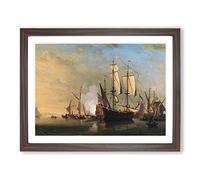Samuel Scott Shipping Off Dover Classic Painting Framed Print | A4 Walnut Framed Wall Art | Ready to Hang | Classic Historical Picture | Living Room Bedroom Lounge Office