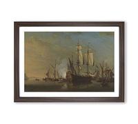 Samuel Scott Shipping Off Dover Framed Print | A2 Walnut Framed Wall Art | Ready to Hang | Modern Nature Picture | Living Room Bedroom Lounge Office