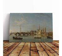 Samuel Scott The Building of Westminster Bridge Canvas Print | Gallery Wrapped 30mm Frame Wall Art | 20x14 inches | Ready to Hang | Modern Cityscape Picture | Living Room Bedroom Lounge Office