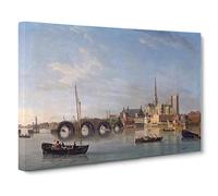 Samuel Scott The Building of Westminster Bridge Canvas Print | Gallery Wrapped 30mm Frame Wall Art | 24x16 inches | Ready to Hang | Modern Cityscape Picture | Living Room Bedroom Lounge Office