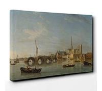 Samuel Scott The Building of Westminster Bridge Canvas Print | Gallery Wrapped 30mm Frame Wall Art | 30x20 inches | Ready to Hang | Modern Cityscape Picture | Living Room Bedroom Lounge Office