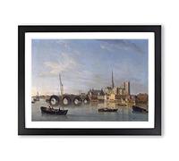 Samuel Scott The Building of Westminster Bridge Classic Painting Framed Print | A2 Black Framed Wall Art | Ready to Hang | Classic Cityscape Picture | Living Room Bedroom Lounge Office