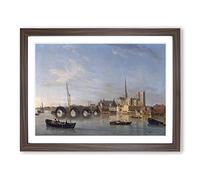 Samuel Scott The Building of Westminster Bridge Classic Painting Framed Print | A4 Walnut Framed Wall Art | Ready to Hang | Classic Cityscape Picture | Living Room Bedroom Lounge Office