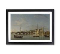 Samuel Scott The Building of Westminster Bridge Framed Print | A2 Black Framed Wall Art | Ready to Hang | Modern Cityscape Picture | Living Room Bedroom Lounge Office