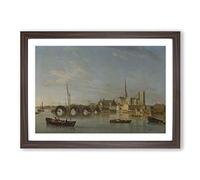 Samuel Scott The Building of Westminster Bridge Framed Print | A2 Walnut Framed Wall Art | Ready to Hang | Modern Cityscape Picture | Living Room Bedroom Lounge Office