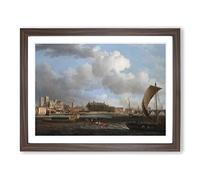 Samuel Scott Westminster from Lambeth Classic Painting Framed Print | A4 Walnut Framed Wall Art | Ready to Hang | Classic Historical Picture | Living Room Bedroom Lounge Office