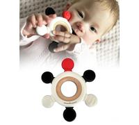 Samuel Sensory Beech Wood & Silicone Baby Teether Ring - High Contrast Teething Rings for 0-6 Months & Newborn Essentials