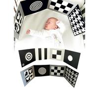Samuel Sensory Black and White Baby Book Fold-Out Black and White Cards for Newborn Tummy Time Toys - 100cm Sensory Cards That Serve As Tummy Time Book - Thick Stand Up Baby Sensory Book 1