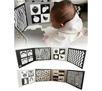 Samuel Sensory Black and White Baby Book Fold-Out Black and White Extra Large Cards for Newborn Tummy Time Toys - 100cm Sensory Cards That Serve As Tummy Time Book - Thick Stand Up Baby Sensory Book 2