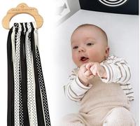 Samuel Sensory Toys Cloud Ribbon - Black and White Baby Toys 0-3 Months Made with Beech Wood & Soft Grosgrain and Satin Ribbon - Developmental High Contrast Baby Toys & Tummy Time Toys