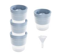 Samuelworld 4 Pack Silicone Ice Ball Moulds - 2.4" Large Round Ice Sphere Maker for Whisky, Cocktails & Cold Drinks - Leak-Resistant, Easy-Release, with Mini Funnel (Blue)