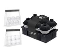 Samuelworld Premium Ice Tray Combo (16 Ice Cubes/6 Ice Ball), New Upgraded Large Ice Sphere Maker Ice Cube Trays, Spill-Free Integrated Funnels, Whiskey Bourbon Cocktails, Black(with Ice Bags)