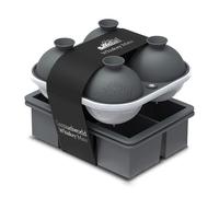 Samuelworld Premium Ice Tray Combo (3 Pack), Large Ice Sphere Maker & New Upgraded Ice Cube Trays, Food Grade, Easy To Use, Spill-Free Integrated Funnels, Whiskey Bourbon Cocktails, Grey