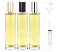 Samulee Pack of 3 Perfume Atomisers Refillable Glass Bottle 100 ml Perfume Atomiser for On the Go Glass, Perfume Bottle Empty with Gold, Silver and Black Caps for Travel, Holidays, Gifts