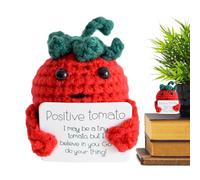 Samuliy Crochet Tomato,Crochet Tomato Stuffed Animal with Inspiring Card | Funny Crochet, Cute Crocheted Stuffed Animals for Friends, Encouragement,