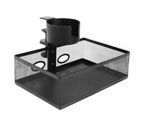 Samuliy Under Desk Storage | 360 Degree Rotating Mobile Phone Holder,No Drill Concealed Under Desk Drawer with Drink Holder & Cable Holes for Kitchen Studio Dorm Closet Bedroom Classroom