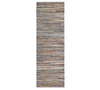 Samundra Handwoven Denim Blue and Natural Jute Area Rug, Textured Striped Pattern 60 x 90 cm