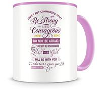 Samunshi® Christian Faith Cups, Ceramic, Pink/pink, Be Strong And Courageous 300ml