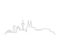 Samunshi® Cologne Skyline Silhouette, silver metal effect 20 x 5,8cm