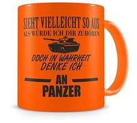 Samunshi® Mug Tank Saying German Army Gifts Coffee Mug Tea Cup Soldier Neon Orange