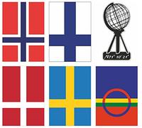 Samunshi® Sticker North Cape Flags Set 8 cm Set | Norway, Sweden, Finland, Denmark, Lapland | Nordkapp Car Motorcycle Motorhome