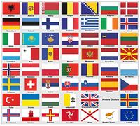 Samunshi® Sticker Set - 55 Europe Flags, Each 5 cm Wide - Country Flags for Car, Motorcycle & Bicycle