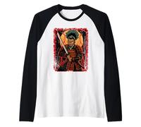 Samurai African American Afro Warrior Japanese Bushido Anime Raglan Baseball Tee