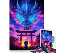 Samurai And Dragon 1000 Piece Jigsaw Puzzle for Adults Memory Gain Gentle Leisure Design Assembly Art Collection Piece (38x52cm)