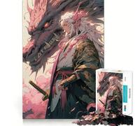 Samurai And Dragon Anime 1000 Pieces Jigsaw Puzzles for Teenagers Strong Logic Toy Family Time Clear Edge Warm Surprise (50x75cm)