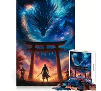 Samurai And Dragon at Torii Gate Jigsaw Puzzle for Teenagers 1000 Pieces Boost Memory Relaxing Fun Premium Cut Stylish Gift (50x75cm)