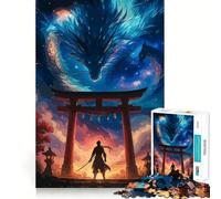 Samurai And Dragon at Torii Gate Jigsaw Puzzles for Teenagers 1000 Piece Boost Memory Serene Time Premium Cut Birthday Gift (38x52cm)