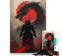 Samurai And Dragon Digital Art 1000 Piece Jigsaws for Teenagers Puzzle Improve Recall Casual Relax Exact Edge Stylish Gift (50x75cm)