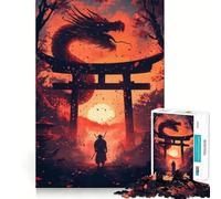 Samurai And Dragon Gate Jigsaw Puzzles 1000 Piece for Teenagers Pure Logic Toy Gentle Relax Clean Cut Fine Art Piece (38x26cm)